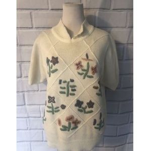Vintage Alison Craig Short Sleeve Sweater Floral